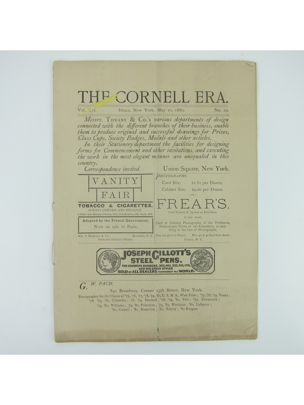 Antique 1880 The Cornell Era Cornell University Publication Ithaca New York RARE
